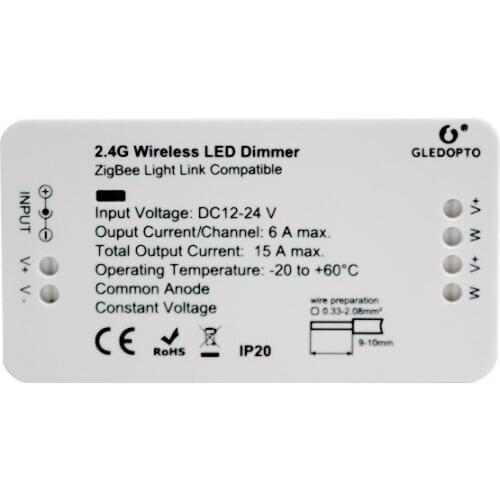 New ZIGBEE Led Dimmer Bridge Smart Home Inteligent Dim DC 12V 24V 12A 2 Channel Output Single String Ribbon Zigbee ZLL Protocol