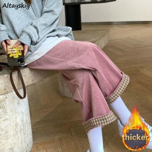 Casual Pants Women Korean Preppy Style Student Fashion Sweet Loose Cozy Female Ulzzang Thicker Mujer De Moda Hipster High Waist