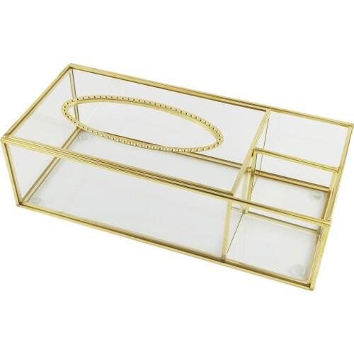 Rectangular Clear Glass Paper Tissue Box, Decorative Glass Napkin Storage Box, Facial Tissue Holder for Bedroom, Home Decor