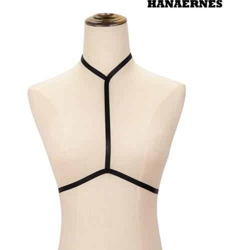 HANAERNES Adjustable Sexy Choker To Waist Harness Cupless Bra Harajuku Accessories 90s Fetish Wear Body Harness Erotic