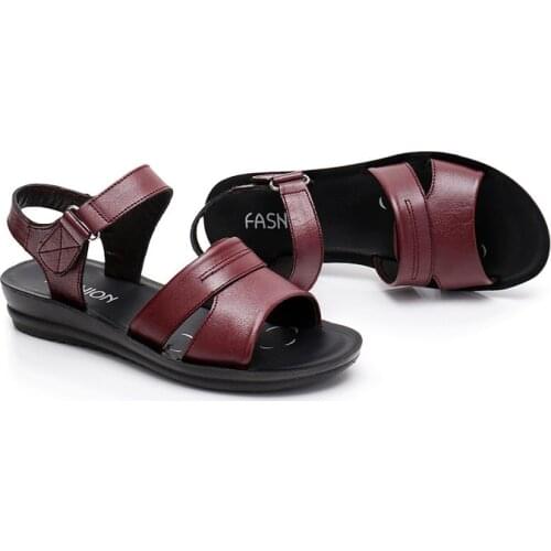 Women Sandals Summer Shoes Woman Beach Flat Genuine Leather Buckle Strap Waterproof platform sandalias mujer 2019 women shoes