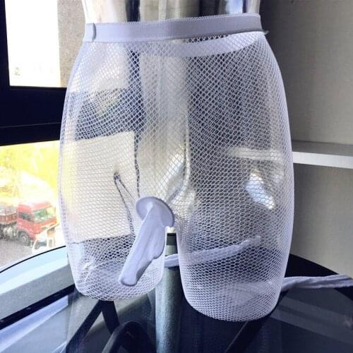 Sexy Men Fishnet Stocking Mesh Pantyhose Sissy Fetish Lingerie Penis Sheath Seamless Tights Stockings Erotic Underwear