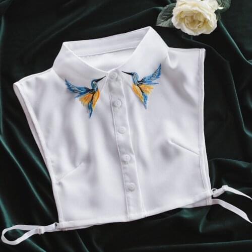 Sweater Detachable Collar Top Clothes Accessories Women Shirt Fashion Embroidery Necklace Chiffon Blouse Collar