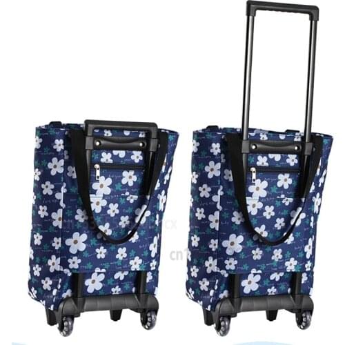 Shopping Trolley Grocery Bag with Wheels Backpack Straps for Women Travel Trip Vacations Camping Beach Play Picnic Carts