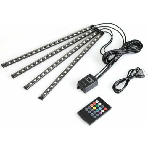 USB Charger Decor Light Car Interior 18 RGB LED Footwell Light Strip harging Lamp Car Interior Atmosphere Footwell Strip Light