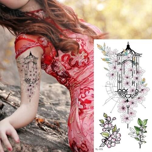 Temporary tattoo sticker flower tatoo women unique flowers tattoo stickers decal women body art birdcage tattoos sexy summer