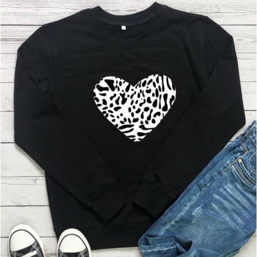 Cow pattern love Womens Sweatshirt Valentines Day Sweats Harajuku style Pullovers Fashion Casual Vintage Top drop shipping