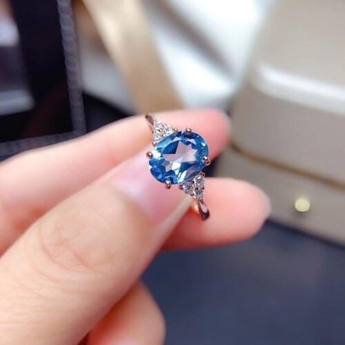 Fashion Topaz Silver Ring for Office Woman 2ct 7mm*9mm VVS Grade Natural Topaz Ring 925 Silver Topaz Jewelr