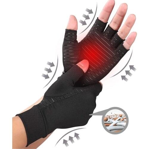1 Pair Compression Arthritis Prevention Gloves Half Finger Silicon Antiskid Therapy UNISEX Wrist Band Pain Relief Hand Protector