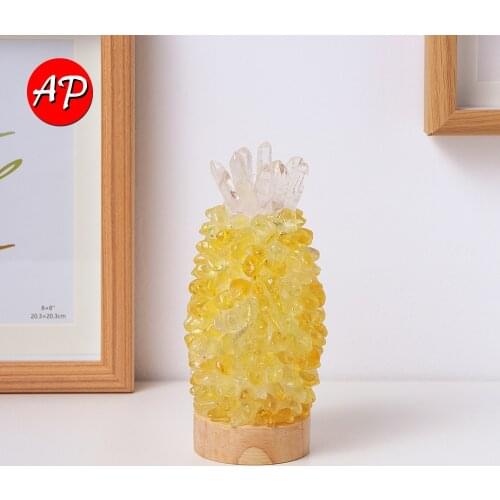 1PC Natural Crystal Hand Carved Citrine Pineapple shape Night Light Decor reiki healing home decor mineral specimen collection