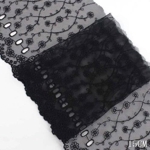 15Yards Exquisite Flower Lace Fabric Black Embroidery Lace Trim for Sewing Craft Materials Dress Clothing Accessories