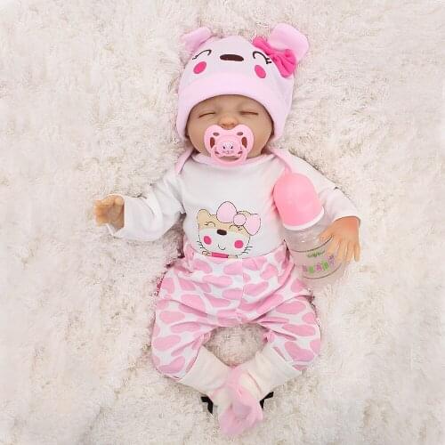 2018 New Design Implanted soft hair Reborn Baby Doll Soft Silicone Vinyl Doll Small and light Gift Toys for Children on Birthday