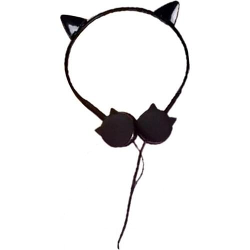3.5mm Wired Cute Cat Ear Shape Headphone with Microphone Music Phone Headset