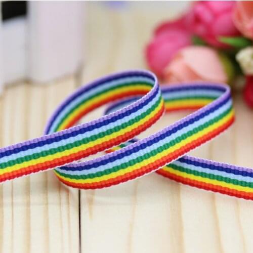 3/8'' Free shipping rainbow color 30y/lot jacquard grosgrain ribbon hairbow headwear party decoration diy wholesale OEM 9mmP2990