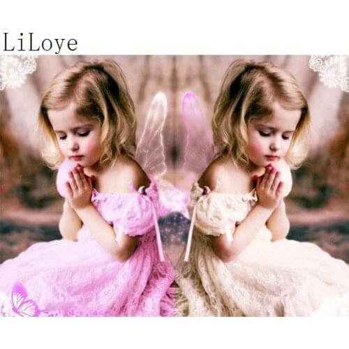 LI LOYE Diamond Embroidery Twins angel girl diamond Painting Cross Stitch DIY 5D Diamond Mosaic Picture Full Rhinestone FZ437