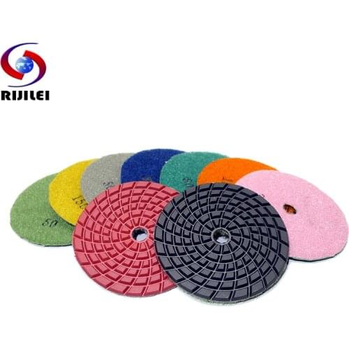 RIJILEI 7PCS/Lot High Strength 4Inch Wet Diamond Polishing Pads 100mm Grinding Disc for Marble Granite Floor Abrasive Tools 4DS6