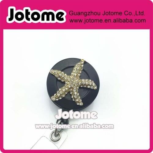 Sparkly Starfish Badge Clip - Retractable Badge Holder - Rhinestone ID Badge Reel - Nurses Gift