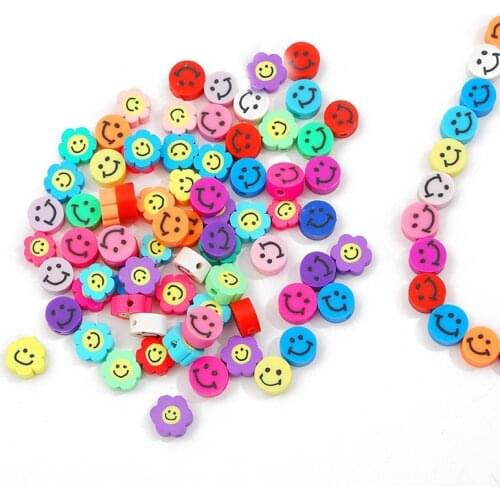 Boho Beads 10Pcs Cute Color Sunflower Smiling Face Soft Clay Flower DIY Handmade Charm Jewelry Accessorie Craft Kralen Abalorios