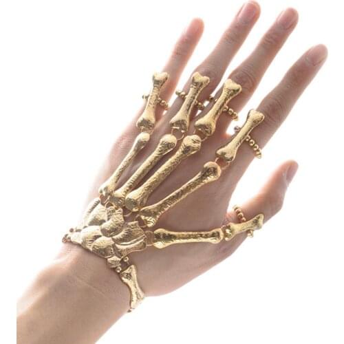 Unisex Bracelet Punk Gothic Skeleton Skull Women Bone Hand Bangle Finger Bracelet Men Bracelet Jewelry Gift Trendy 2020
