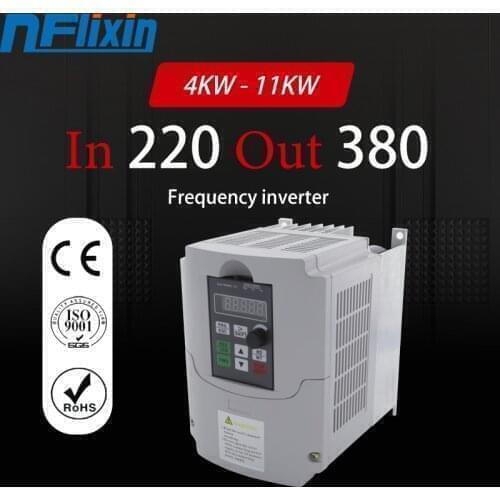 220V VFD Frequency Inverter Single-Phase Input to 3-Phase 380V 4KW 5HP Output Frequency Converter Variable Frequency Drive