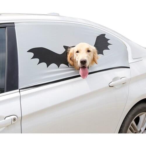 Dog Car Window Cover Halloween Pet Sunscreen Car Curtain Rear Window Cloth Cover Bat Pattern Pet Car Safety Fence Ride Christmas