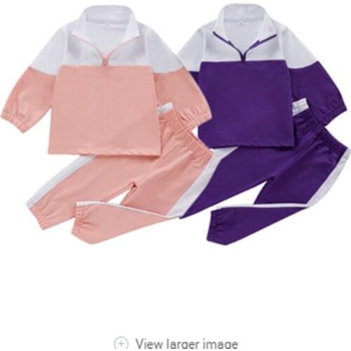 Childrens Sports Suit White/Purple Pullover Sweatshirt+Trousers Teenage Girls Clothes Set Casual 3 4 5 6 7 Years
