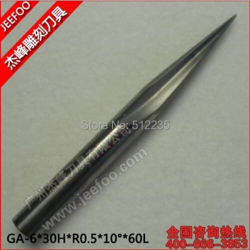 6*30H*R0.5*10Degree*60L Taper Ball Nose Bits/ End Mill Ball Nose Cutter