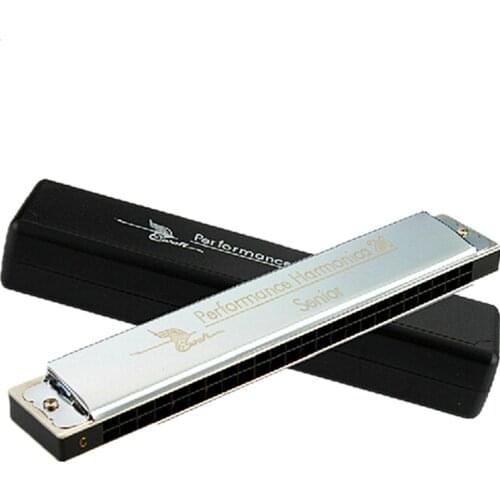 Swan 24 Holes Harmonica Professional Tremolo Harmonica Silver Armonica C D E F G A B Key Music Instrument harp Harmonica Tremolo