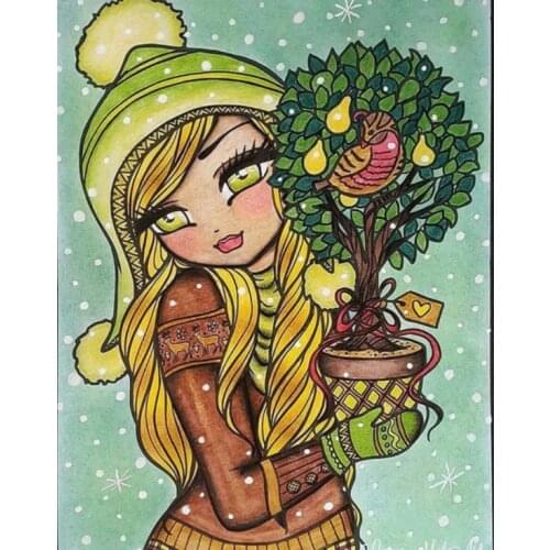 DIY Diamond Painting Kits stitch Poured Glue Scalloped Edge Anime Girl Handcraft Gift home decor art cross stitch