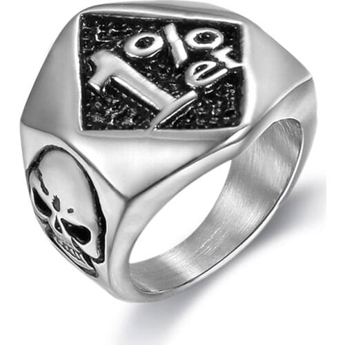 Free Shipping Vintage 316L Stainless Steel Biker 1% er Skull Ring Mens Motorcycle Silver color Biker Band Party Ring Jewelry