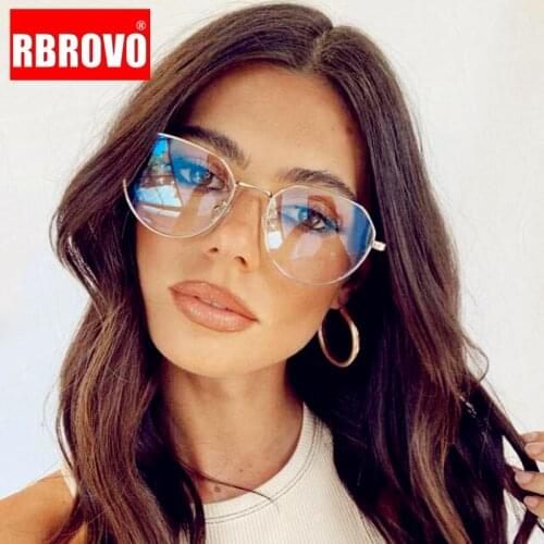 RBROVO 2021 Round Women Glasses Blue Light Eyeglasses Oversized Eyewear Clear Lens Glasses Luxury Optical Spectacle Okulary