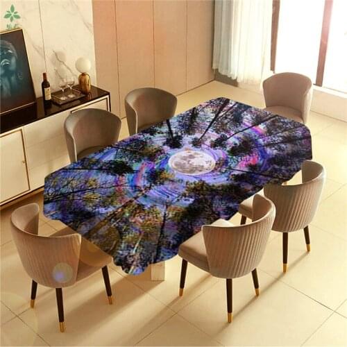 Forest Tree Color Moon Purple Ceiling Barbecue Picnic Home Party Table Cloth