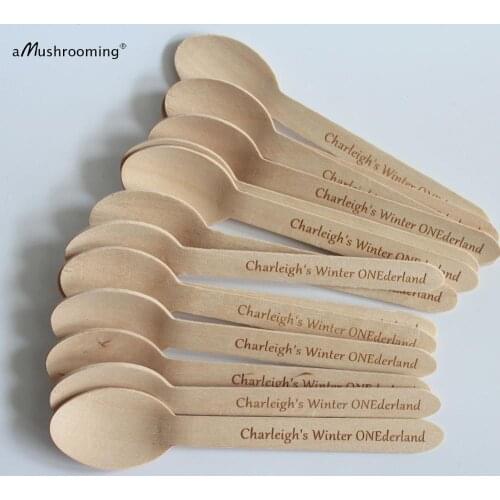 Disposable Wooden Spoons winter ONEderland Laser Engraved Spoons Personalized Birthday Spoon Can Custom Name Text Font