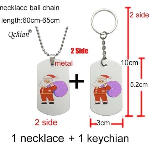 Cute Keychain necklace Christmas Santa Claus Snowman Key Chain Handbag Car accessories Keyring Fashion Jewelry Xmas Gift 2 side