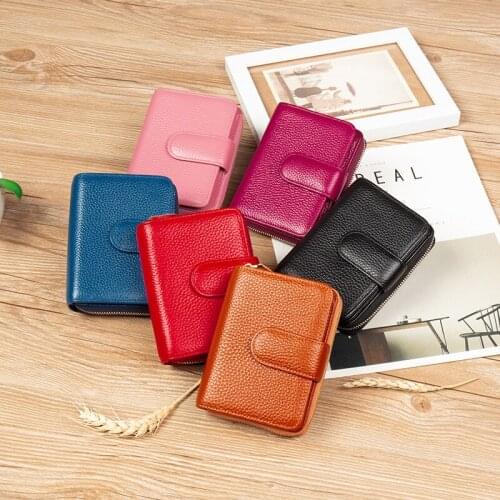 First layer cowhide drivers license wallet RFID mens card holder female anti-theft brush zipper multi-function card holder
