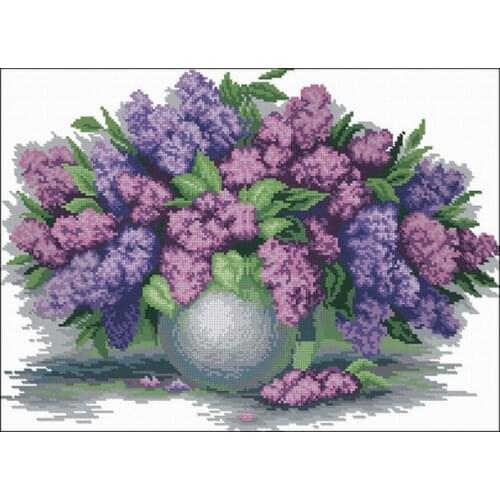 Still life Purple Lilac Flower Needlework Cross stitch for Embroidery kits,14CT unprinted Patterns Cross-Stitching,DIY Handmade