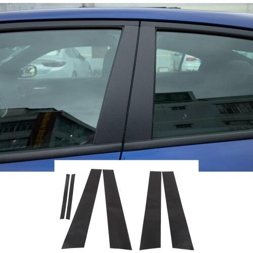 6PCS Carbon Fiber Stickers Door Window Pillar Posts Cover Decor Trim Kit for Dodge Charger 2015-2021 Exterior Car Accessories