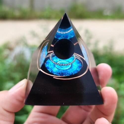Natural Decorative Handmade Obsidian Pyramid Crystal Figurines Home Decors