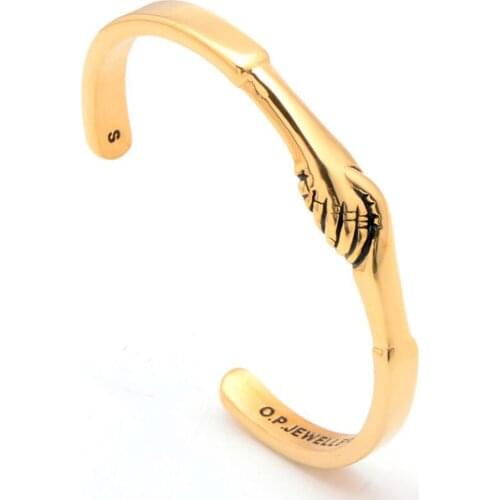 Stainless Steel Gold Vintage Friendship Handshake Bracelet Bangle Jewelry Gift For Him Best Cuff Bracelets Jewellery
