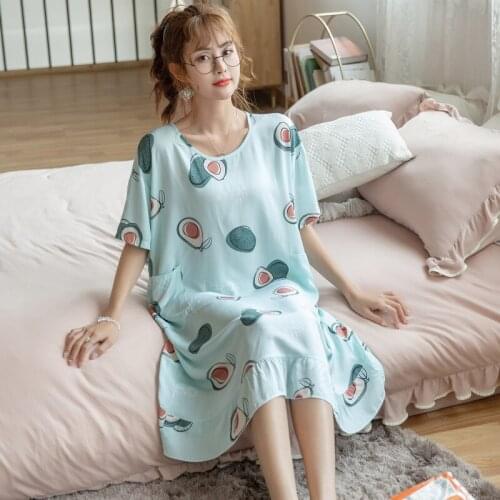 Nightdress female summer cotton sexy home service plus size princess style cute nightdress cartoon fashion Sleepwear new arrival