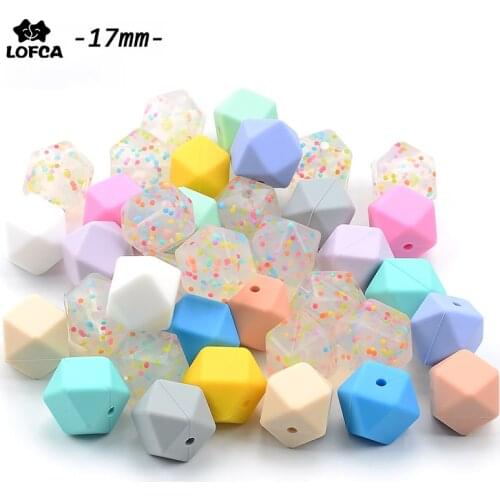 Wholesale Large Hexagon Loose Silicone Beads for Teething Necklace Silicone Teething Beads For Baby Teether BPA Safe Loose Beads