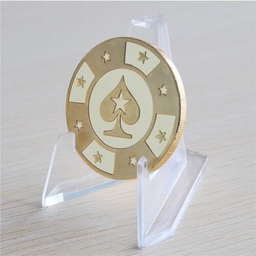Gold Plated Poker Cards Guard Protector Poker Star Metal Chip Poker Token Coin, 5pcs/lot Free shipping