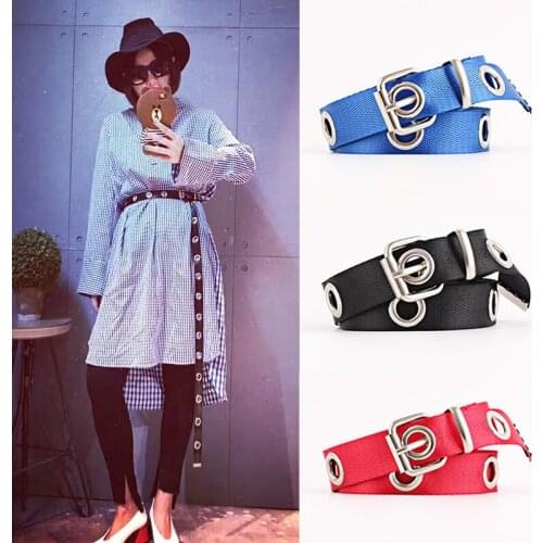 MYMC Multicolor Hollow Hole Casual Length Belt Womens Wild Decorative Waistband Jeans Dress Canvas Belts