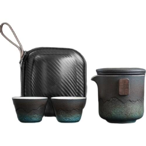 Luxury Travel Tea Cup Set Ceramic Portable Bag Travel Mug Outdoor Retro Antique Mugs Coffee Cups China Teaware Handmade Giftbox