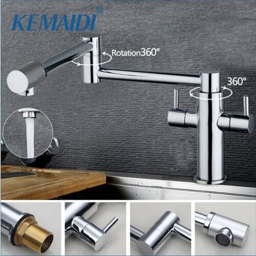 KEMAIDI Modern Single Hole Chrome Swivel Kitchen Sink &Bathroom Wash Basin Sink Vessel Kitchen Torneira Cozinha Tap Mixer Faucet