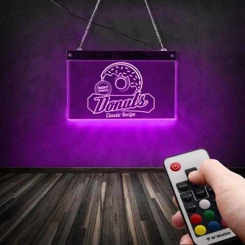 Donuts Food LED Neon Sign Classic Recipe Hanging Colorful lighting lamp Wall Decor Sign Sweets Snack LED Sign