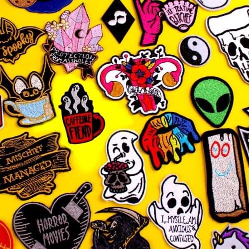 DIY Embroidery/Anime Patch On Clothes Iron On Patches For Clothes Accessories Embroidered Patches For Clothing Punk Patch Strip