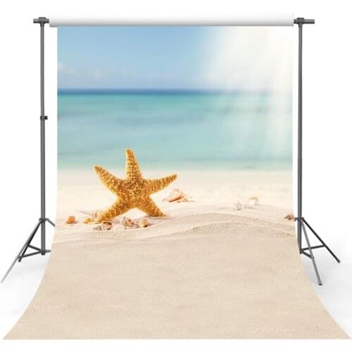 Tropical Sea Beach Starfish Shell Coral Sand Palm Tree Holiday Scenic Photo Background Photography Backdrop Photo Studio