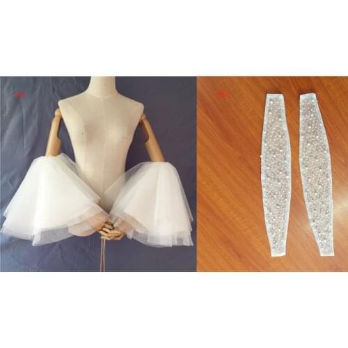 Tulle off-shoulder detachable sleeve fashion for wedding dress