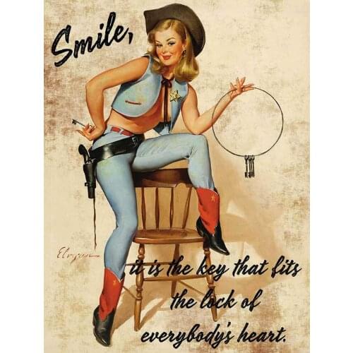 Vintage Style Pin Up Girl in A Wine Glass Bar Pub Garage Diner Cafe Home Wall Decor Home Decor Art Poster Retro Vintage Metal